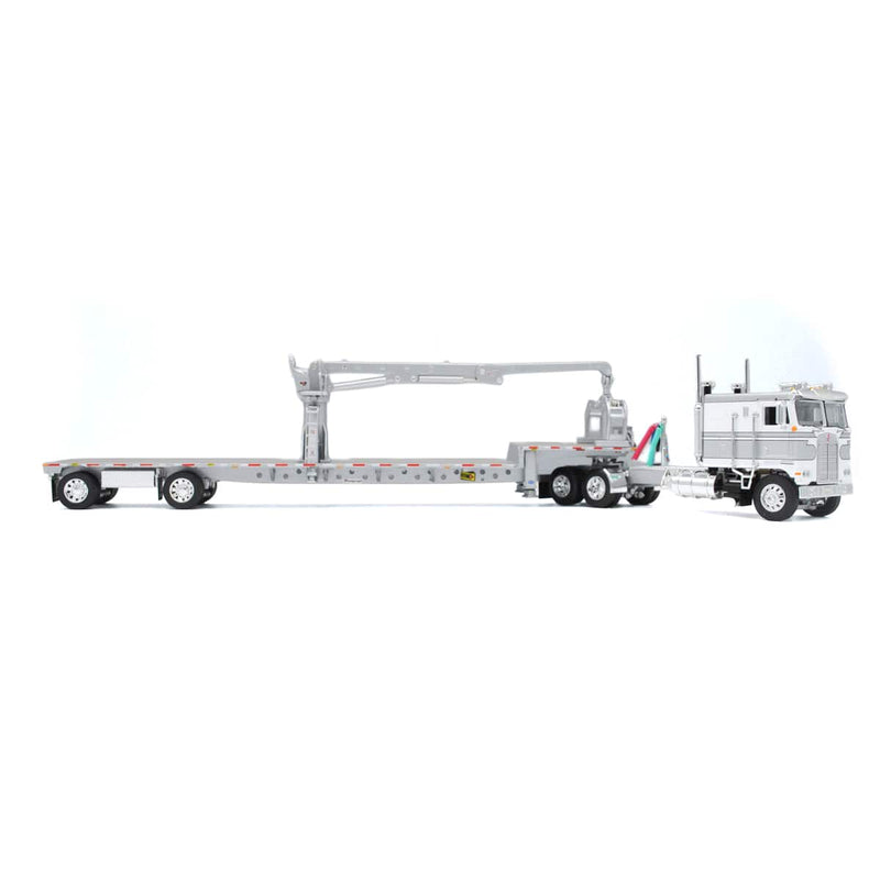 1/64 Kenworth COE Semi Truck with Transcraft S-A Stepdeck with Loading Arm, White & Silver, DCP by First Gear