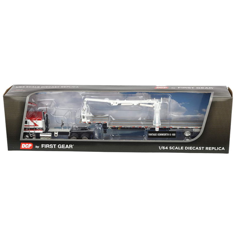 1/64 Kenworth COE Semi Truck with Transcraft S-A Stepdeck with Loading Arm, White, Red & Black, DCP by First Gear