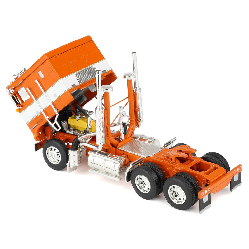 1/64 High Detail Kenworth K-100 with Wilson High Sided Hopper Bottom Grain Trailers, DCP Exclusive Orange/White