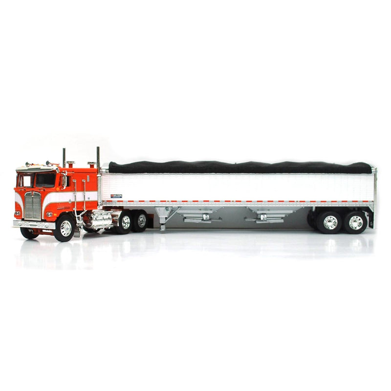 1/64 High Detail Kenworth K-100 with Wilson High Sided Hopper Bottom Grain Trailers, DCP Exclusive Orange/White