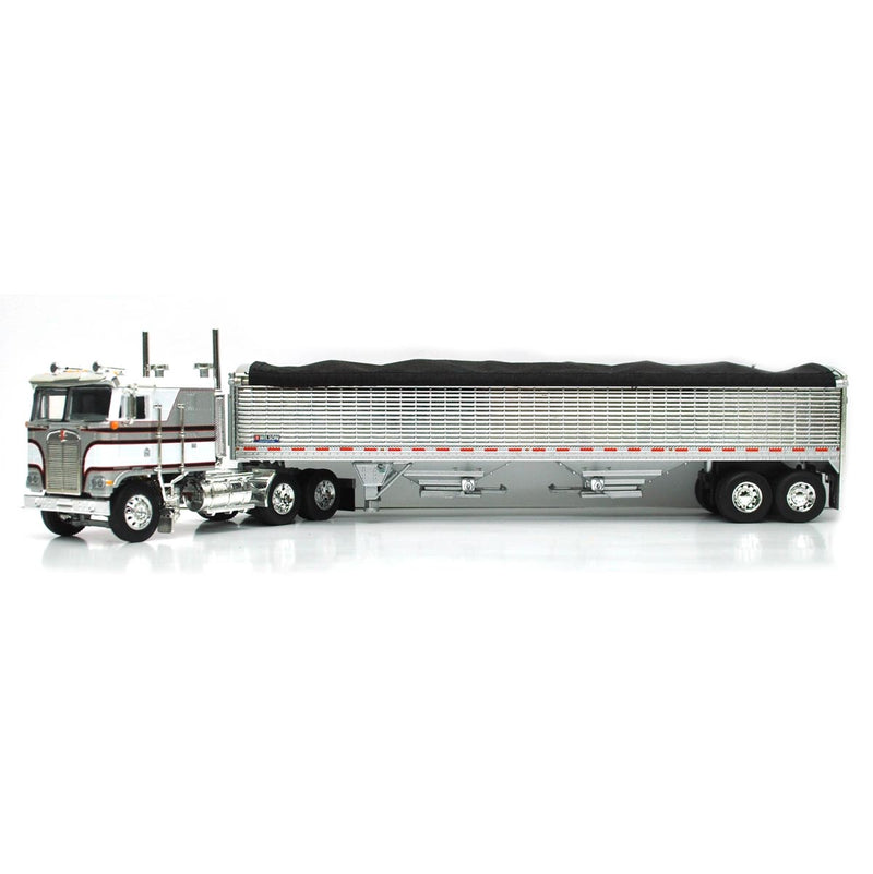 1/64 Kenworth K-100 Semi Truck with Chrome Wilson High Sided Hopper Bottom Grain Trailer, DCP Exclusive by First Gear