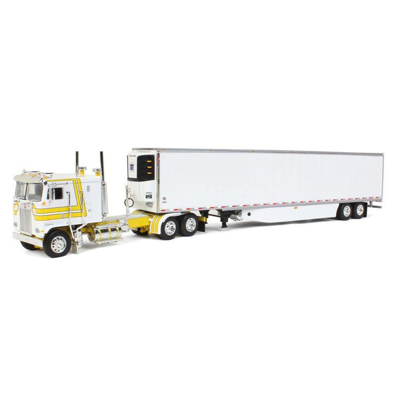 1/64 DCP White and Yellow Kenworth K-100 110' Cab with Tandem Reefer