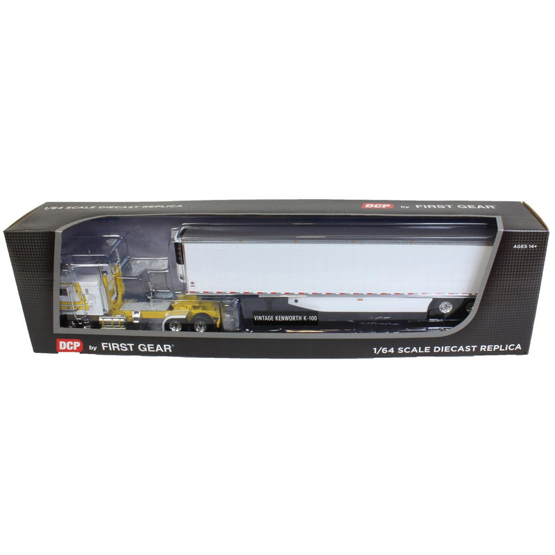1/64 DCP White and Yellow Kenworth K-100 110' Cab with Tandem Reefer