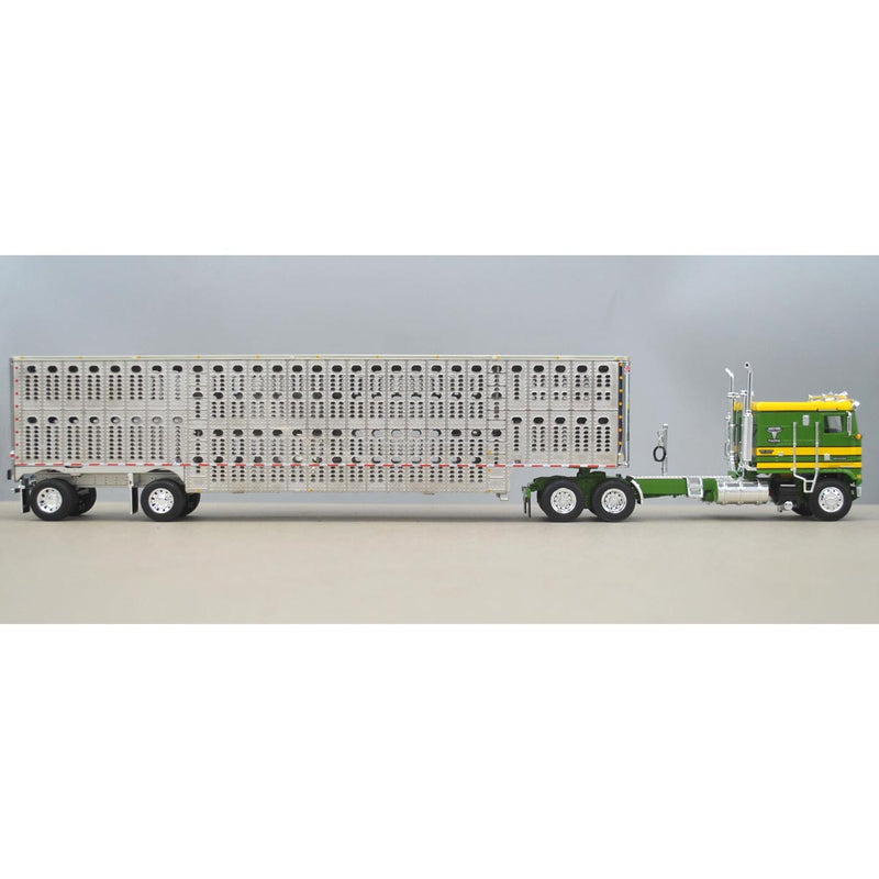 1/64 DCP Green & Yellow Kenworth  K100 Long Frame with Wilson Livestock Trailer, Hilton Trucking