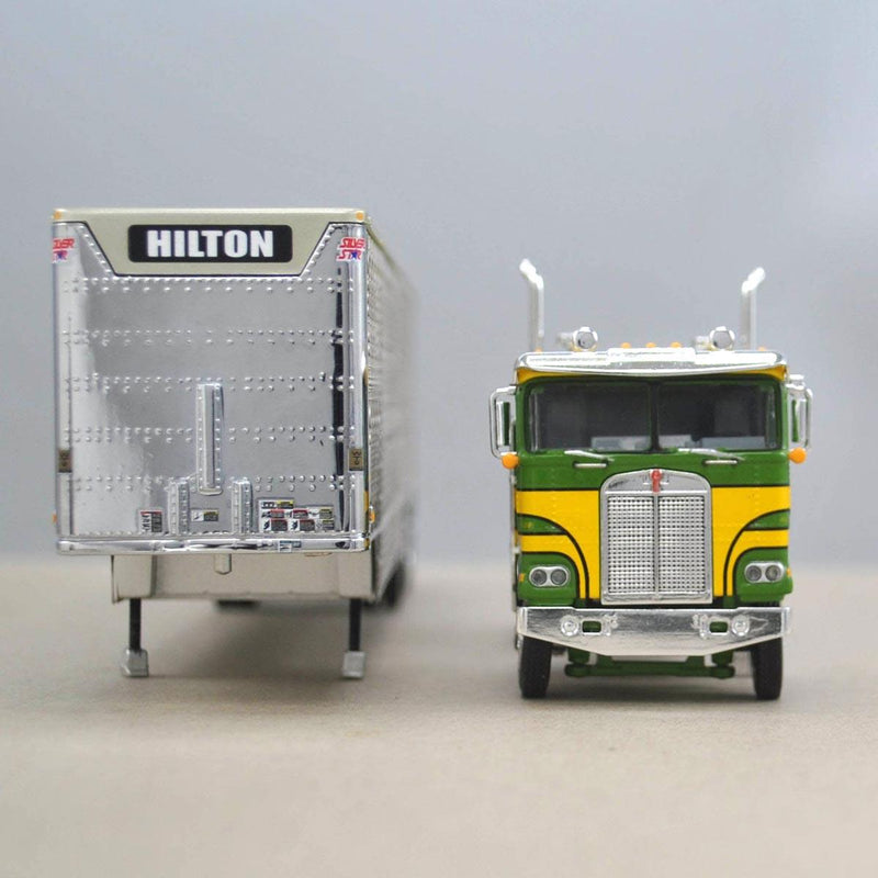 1/64 DCP Green & Yellow Kenworth  K100 Long Frame with Wilson Livestock Trailer, Hilton Trucking