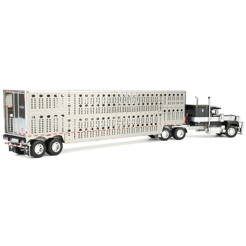 1/64 Black & Gray Mack Super-Liner Semi Truck with Tandem-Axle Wilson Cattlepot Livestock Trailer, DCP by First Gear