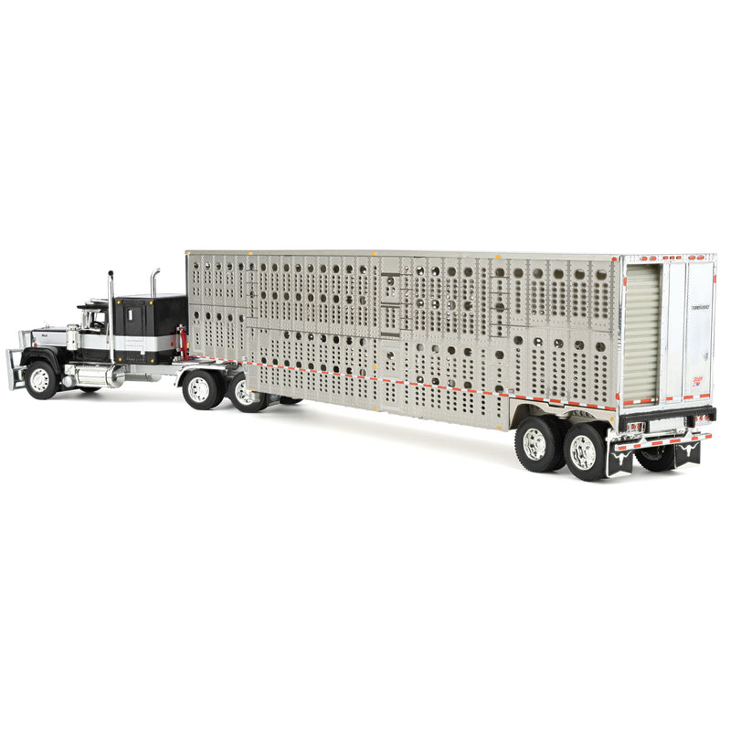 1/64 Black & Gray Mack Super-Liner Semi Truck with Tandem-Axle Wilson Cattlepot Livestock Trailer, DCP by First Gear