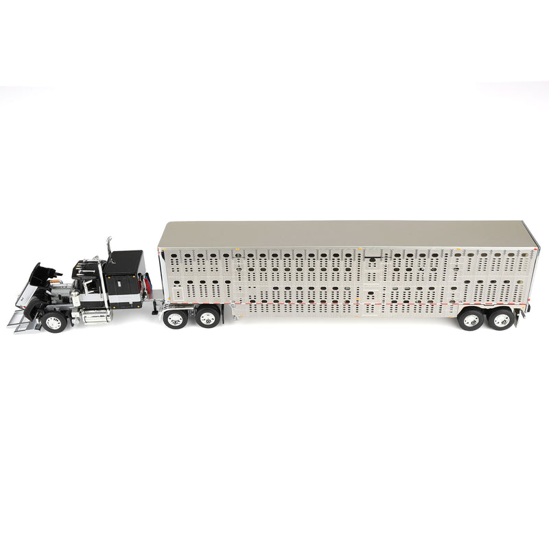 1/64 Black & Gray Mack Super-Liner Semi Truck with Tandem-Axle Wilson Cattlepot Livestock Trailer, DCP by First Gear