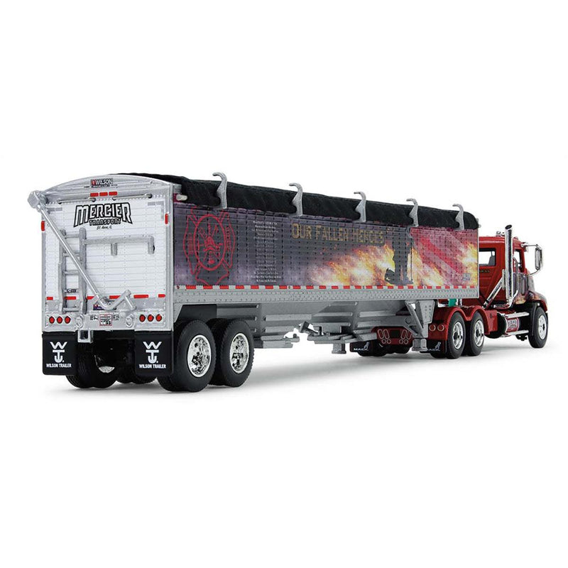 (B&D) 1/64 Mack Pinnacle Semi Truck with Wilson Pacesetter Grain Trailer, Mercier Transport - Our Fallen Heroes, DCP by First Gear - Damaged Item