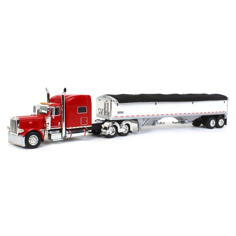 1/64 Red Peterbilt 389 & White Wilson Grain Trailer w/ Black Tarp, DCP by First Gear