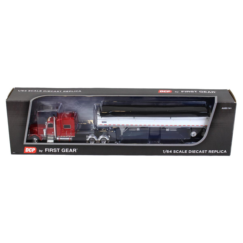 1/64 Red Peterbilt 389 & White Wilson Grain Trailer w/ Black Tarp, DCP by First Gear