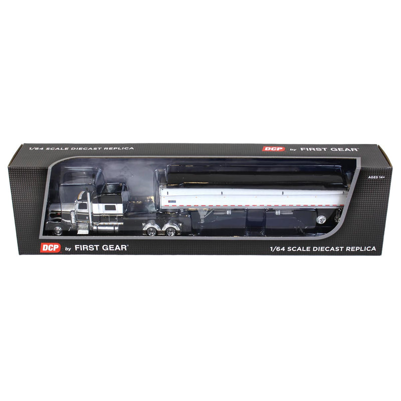 1/64 White & Black Peterbilt 389 & White Wilson Grain Trailer w/ Black Tarp, DCP by First Gear