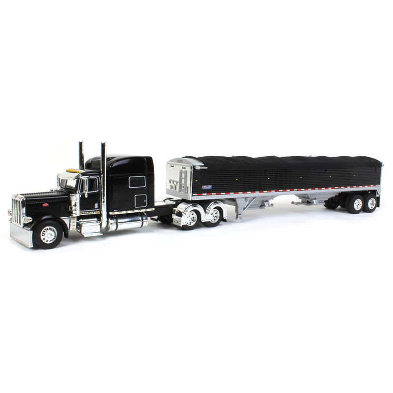 1/64 Black Peterbilt 389 & Black Wilson Grain Trailer w/ Black Tarp, DCP by First Gear