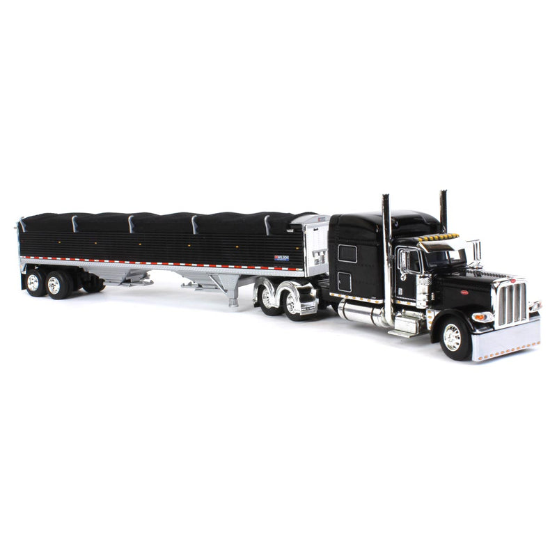 1/64 Black Peterbilt 389 & Black Wilson Grain Trailer w/ Black Tarp, DCP by First Gear