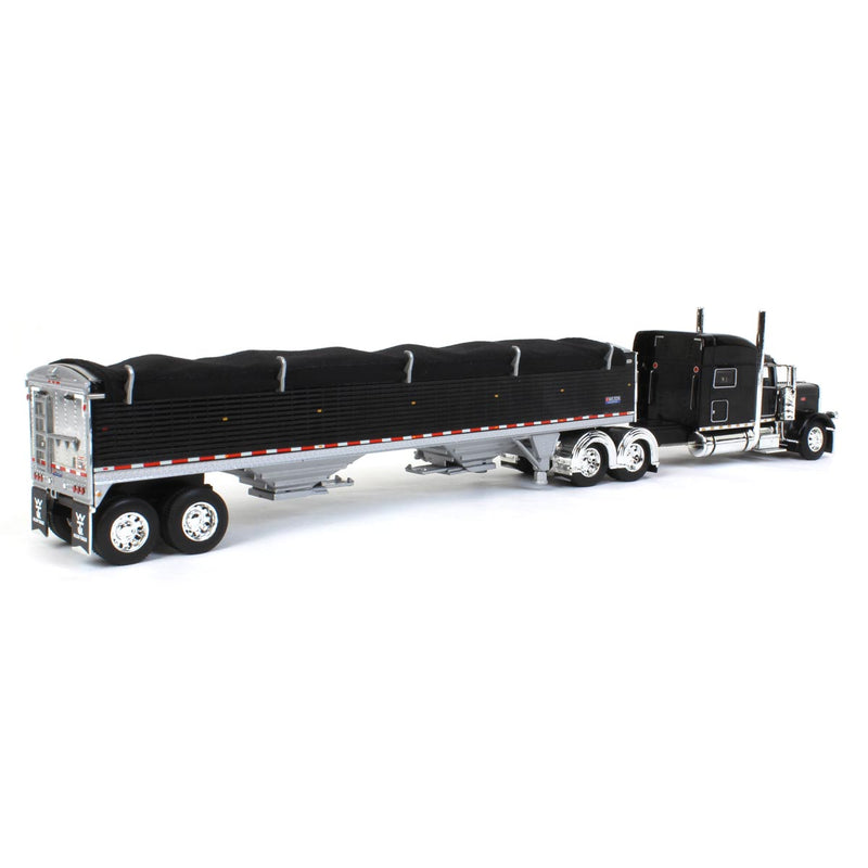 1/64 Black Peterbilt 389 & Black Wilson Grain Trailer w/ Black Tarp, DCP by First Gear