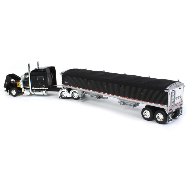 1/64 Black Peterbilt 389 & Black Wilson Grain Trailer w/ Black Tarp, DCP by First Gear