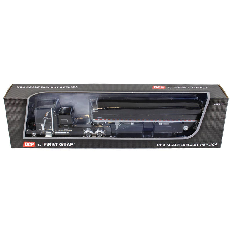 1/64 Black Peterbilt 389 & Black Wilson Grain Trailer w/ Black Tarp, DCP by First Gear