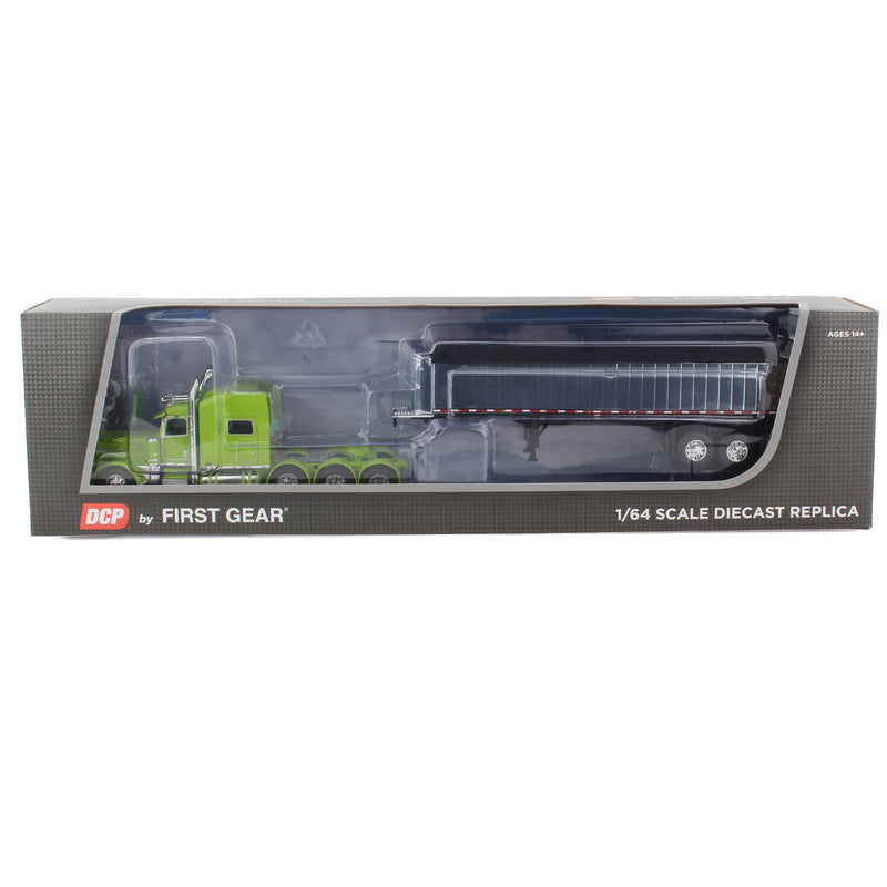 1/64 Peterbilt 389 Semi Truck with Chrome MAC Tri-Axle Coal Dump Trailer, Lime Green, DCP by First Gear