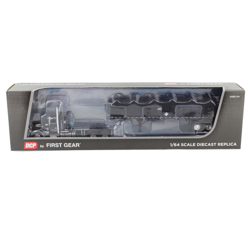 1/64 Black Peterbilt 389 Semi Truck with East End Dump Trailer, DCP by First Gear