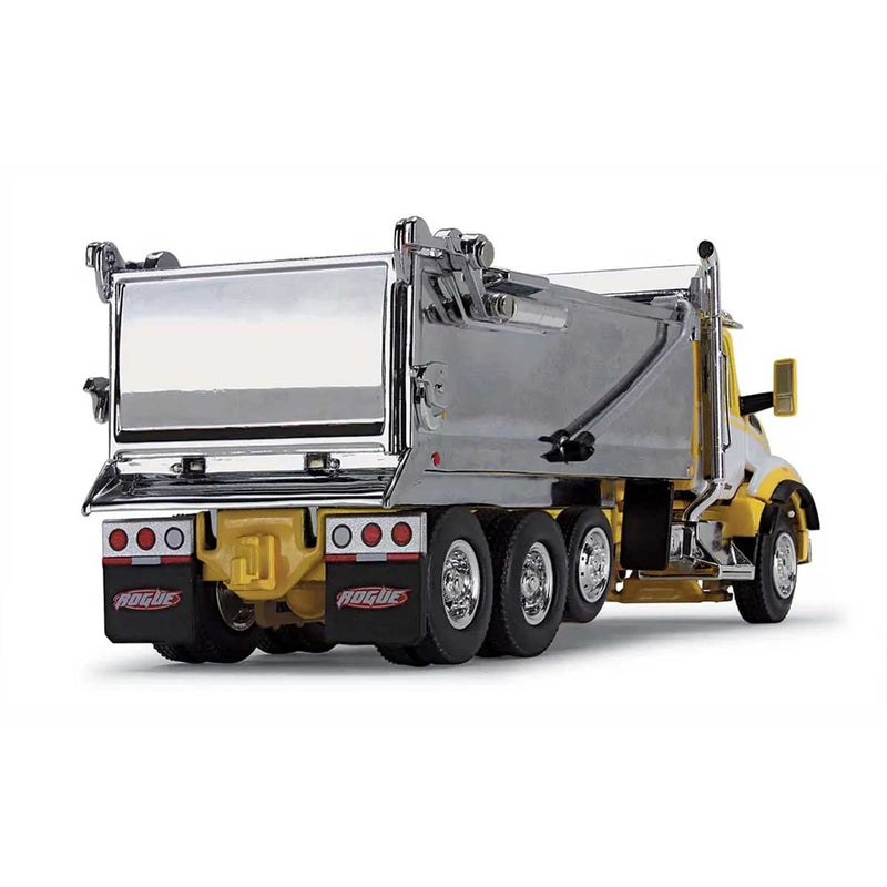 (B&D) 1/64 Yellow/White/Chrome Kenworth T880 Rogue Dump Truck, DCP by First Gear - Damaged Item