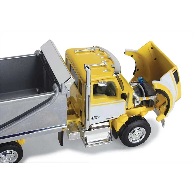 (B&D) 1/64 Yellow/White/Chrome Kenworth T880 Rogue Dump Truck, DCP by First Gear - Damaged Item