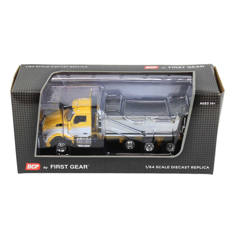 (B&D) 1/64 Yellow/White/Chrome Kenworth T880 Rogue Dump Truck, DCP by First Gear - Damaged Item