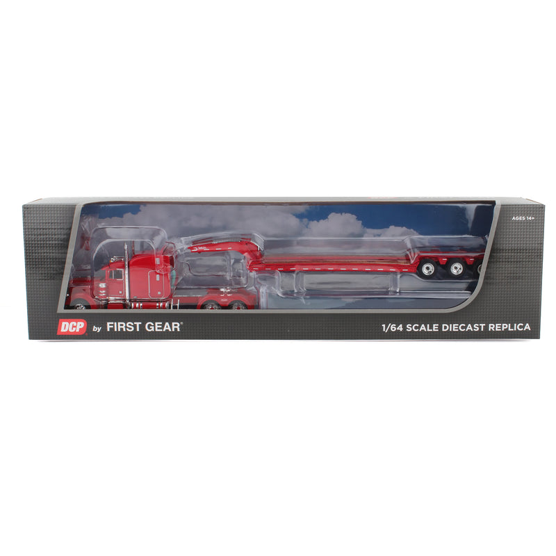 1/64 Red Peterbilt 379 Semi Truck with Talbert Lowboy Trailer, DCP by First Gear