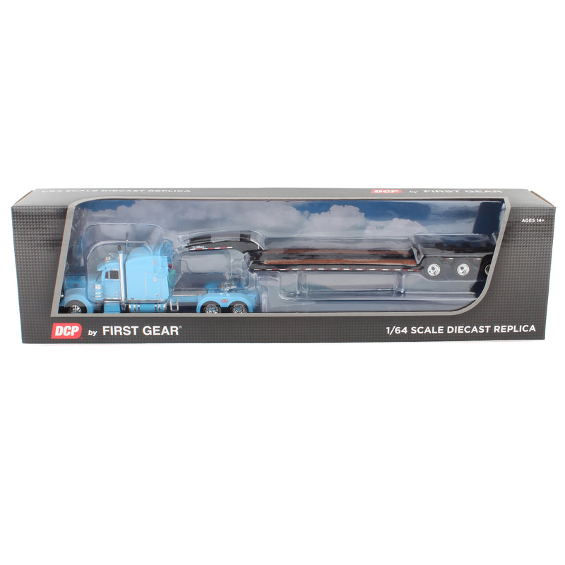 1/64 Baby Blue Peterbilt 379 Semi Truck with Talbert Lowboy Trailer, DCP by First Gear