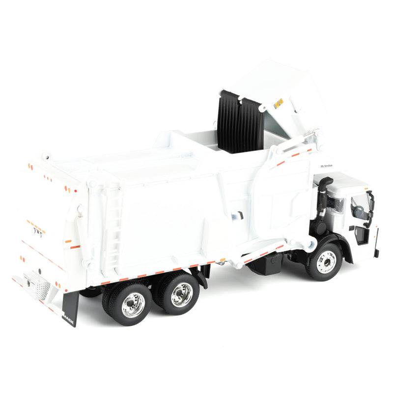 1/64 White Mack LR Truck with McNeilus Meridian FEL Refuse Body & Refuse Bin, DCP by First Gear