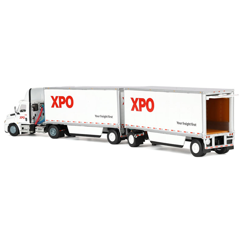 1/64 XPO Freightliner Cascadia Semi Truck with Pup Trailers, Canadian Version, DCP by First Gear