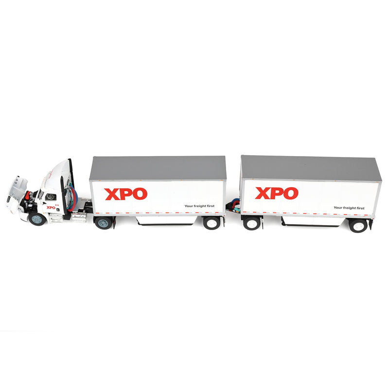 1/64 XPO Freightliner Cascadia Semi Truck with Pup Trailers, Canadian Version, DCP by First Gear