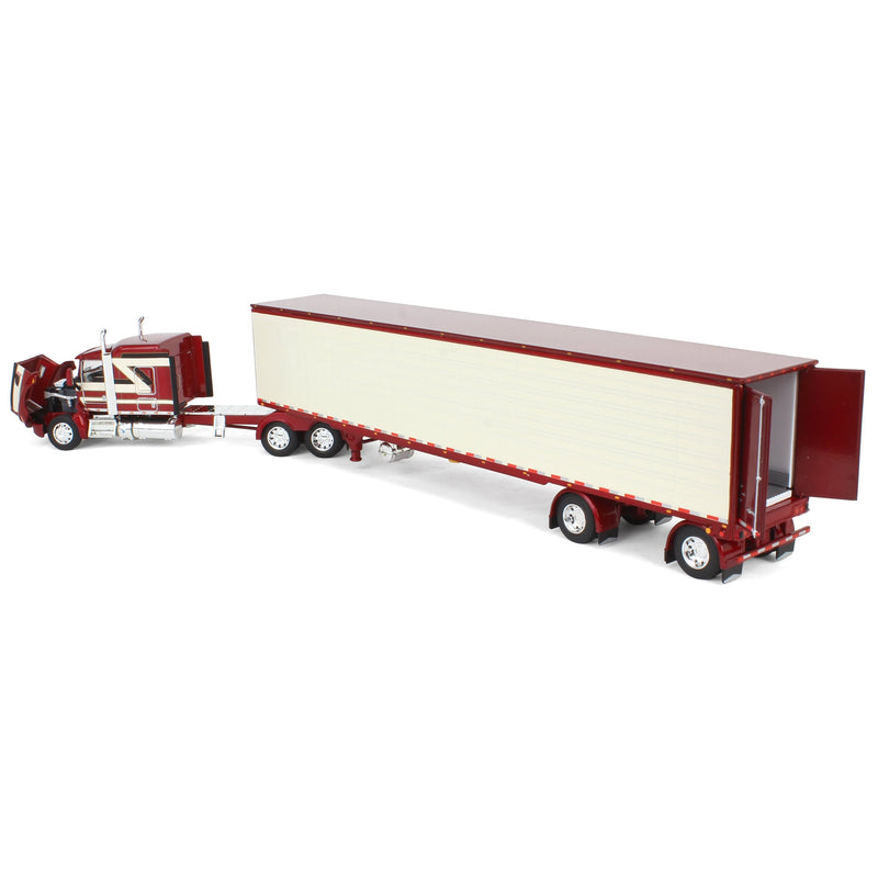 (B&D) 1/64 Candy Red/Ivory Kenworth T660 with Spread Axle Reefer Trailer, DCP by First Gear - Damaged Item