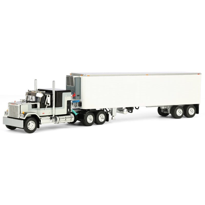 1/64 Black GMC General with 60in Flattop Sleeper & 40ft Vintage Reefer Trailer, DCP by First Gear