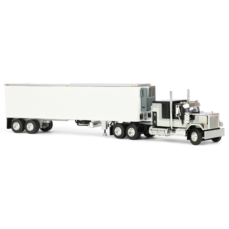 1/64 Black GMC General with 60in Flattop Sleeper & 40ft Vintage Reefer Trailer, DCP by First Gear