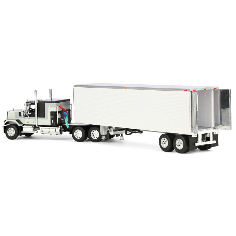 1/64 Black GMC General with 60in Flattop Sleeper & 40ft Vintage Reefer Trailer, DCP by First Gear