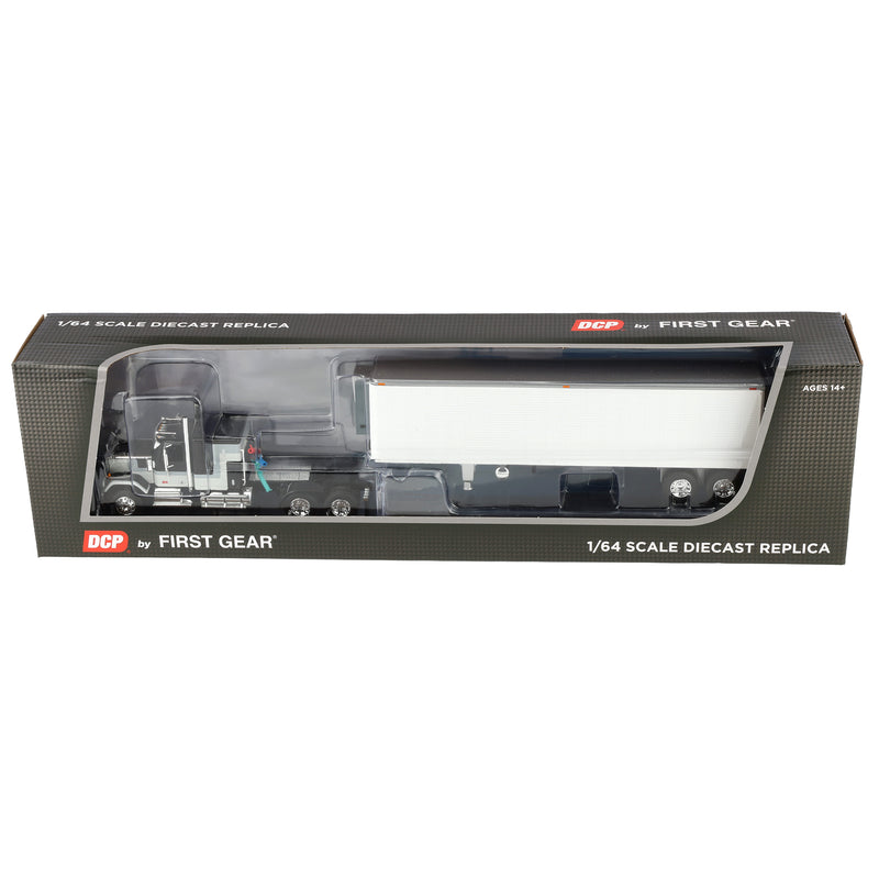 1/64 Black GMC General with 60in Flattop Sleeper & 40ft Vintage Reefer Trailer, DCP by First Gear