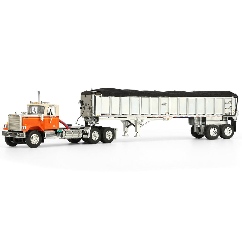 1/64 Orange Chevrolet Bison Day Cab with East End Dump Trailer, DCP by First Gear