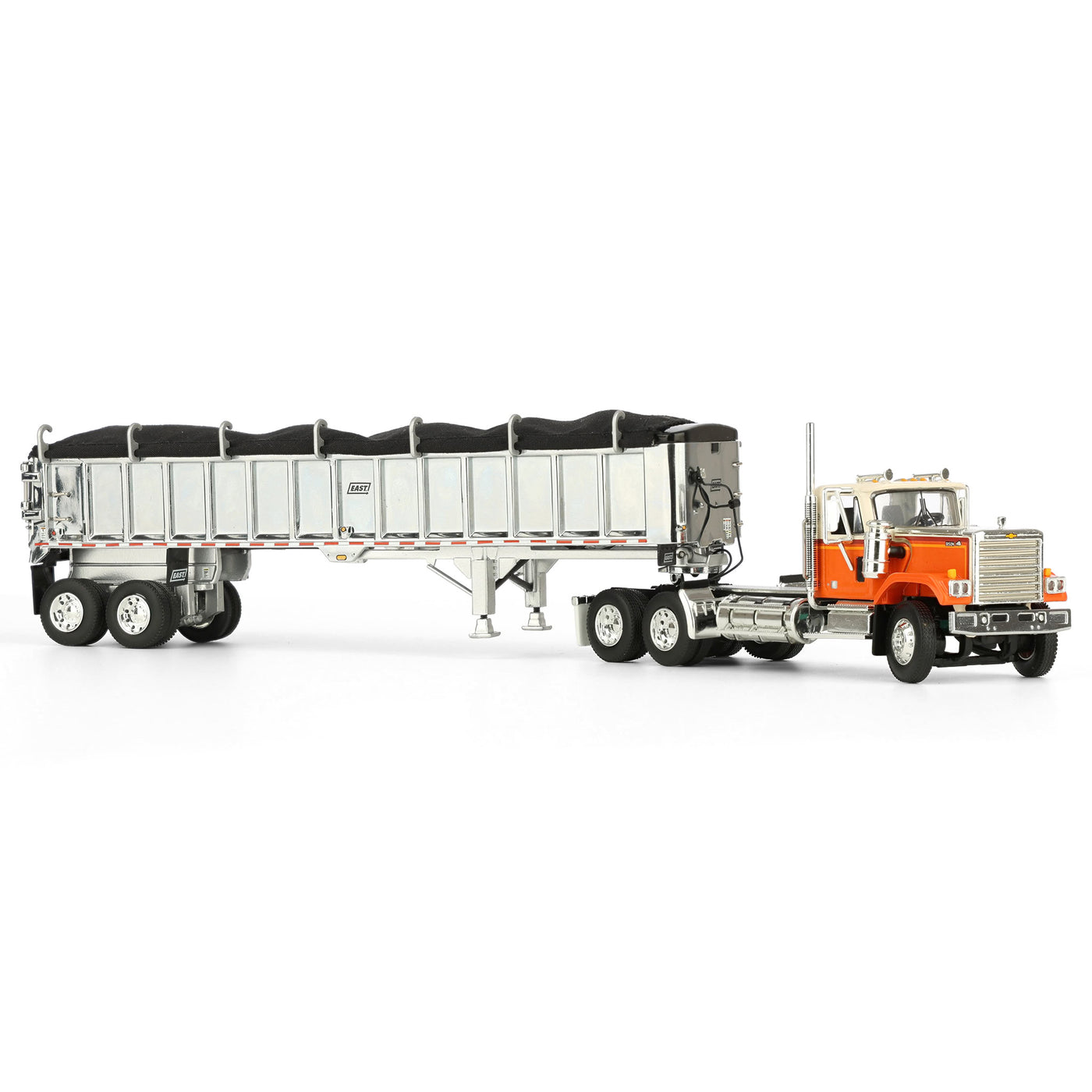 DCP 1/64 Orange Chevy Bison Daycab Con East Dump Trailer – Edizione Limitata 2024, Nuovo In Scatola