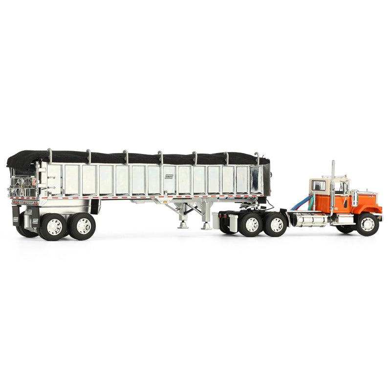 1/64 Orange Chevrolet Bison Day Cab with East End Dump Trailer, DCP by First Gear