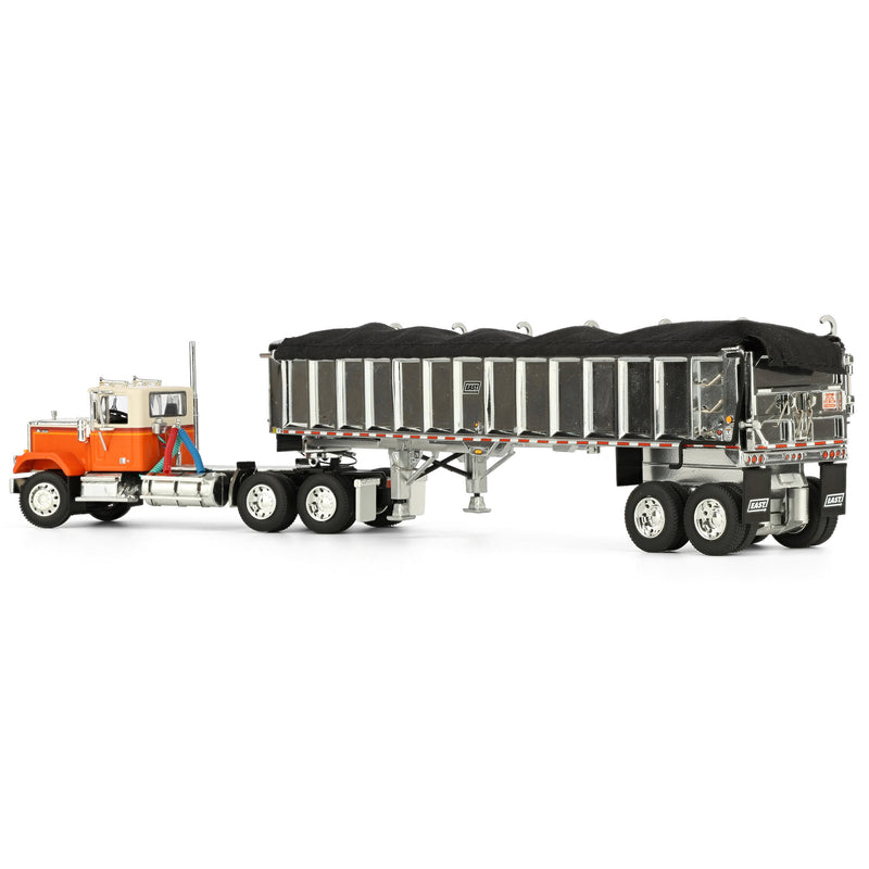 1/64 Orange Chevrolet Bison Day Cab with East End Dump Trailer, DCP by First Gear