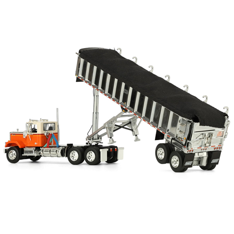 1/64 Orange Chevrolet Bison Day Cab with East End Dump Trailer, DCP by First Gear