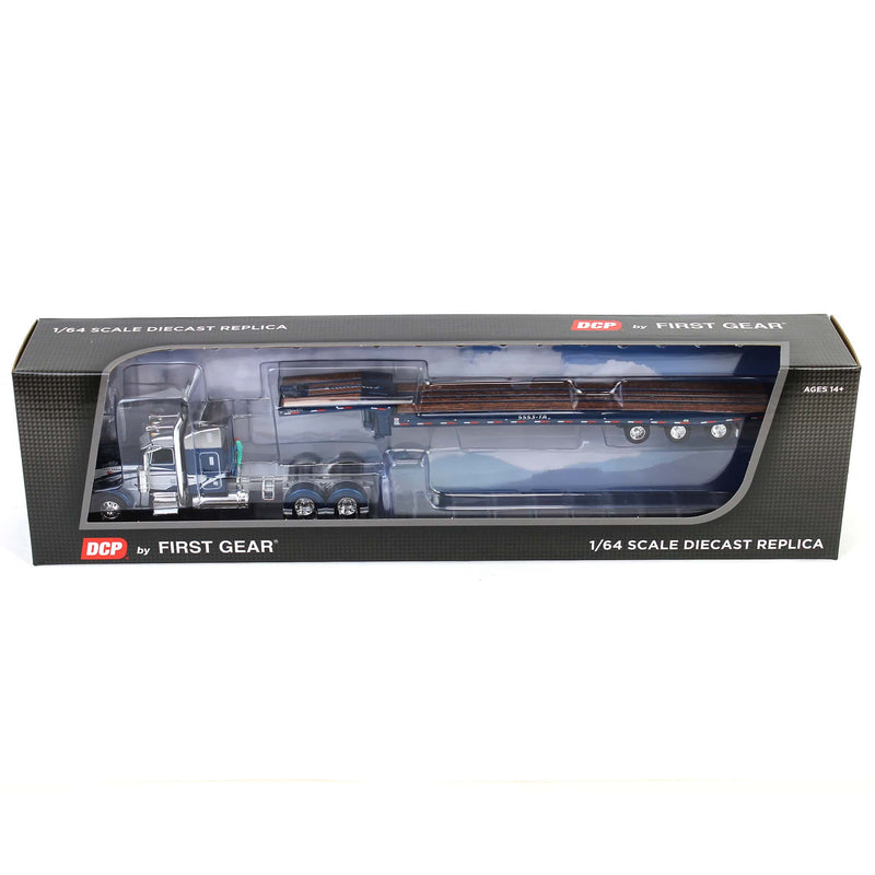 1/64 Peterbilt 389 with Talbert 5553T Traveling Axle Trailer, Blue/Silver, DCP by First Gear