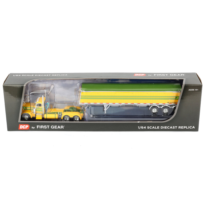 1/64 Yellow & Green Peterbilt 379 Day Cab with Lode King Grain Trailer, DCP by First Gear