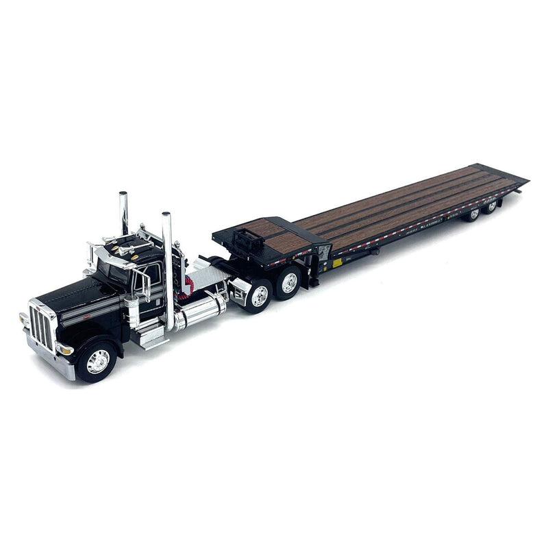 (B&D) 1/64 Black Peterbilt 389 Semi Truck with Landoll 440 Series Traveling Axle Trailer - Damaged Item, Damaged Box