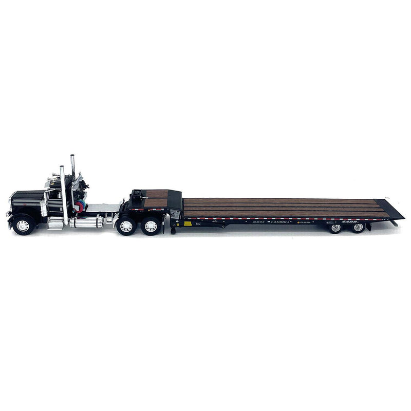 (B&D) 1/64 Black Peterbilt 389 Semi Truck with Landoll 440 Series Traveling Axle Trailer - Damaged Item, Damaged Box
