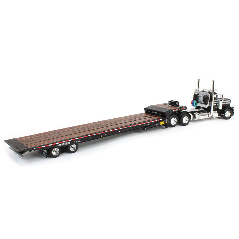 1/64 Black Peterbilt 389 with Landoll 440 Series Traveling Axle Trailer