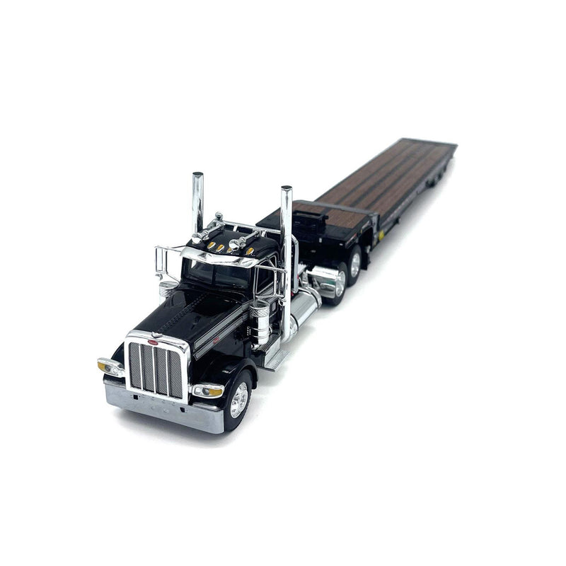 (B&D) 1/64 Black Peterbilt 389 Semi Truck with Landoll 440 Series Traveling Axle Trailer - Damaged Item, Damaged Box