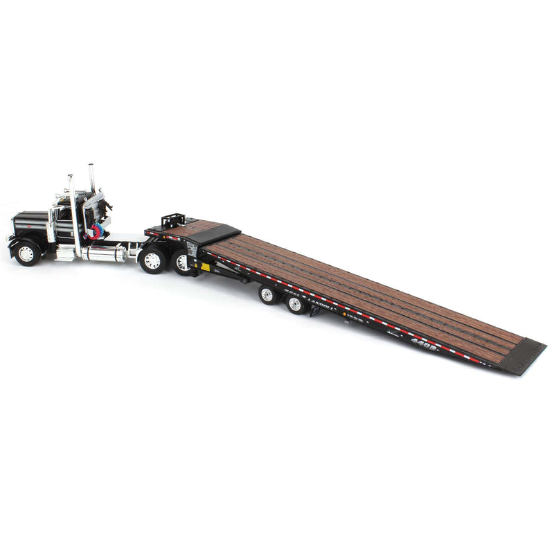 1/64 Black Peterbilt 389 with Landoll 440 Series Traveling Axle Trailer