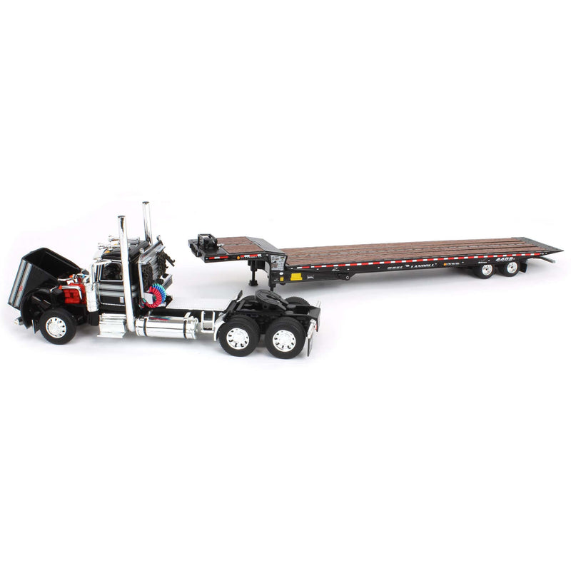 1/64 Black Peterbilt 389 with Landoll 440 Series Traveling Axle Trailer