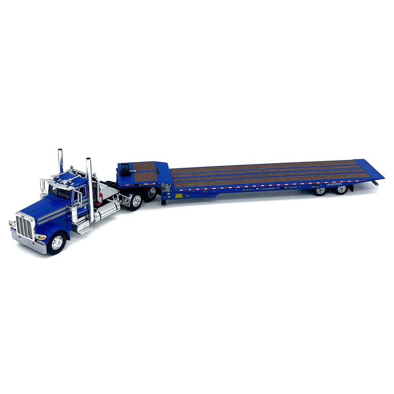 (B&D) 1/64 Blue Peterbilt 389 with Landoll 440 Series Traveling-Axle Trailer, DCP by First Gear - Damaged Item